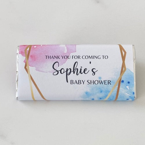 Pink & Blue Watercolour Chocolate Bar - Mini Muse co.