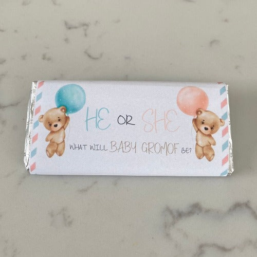 Gender Reveal Teddies Chocolate Bar - Mini Muse co.