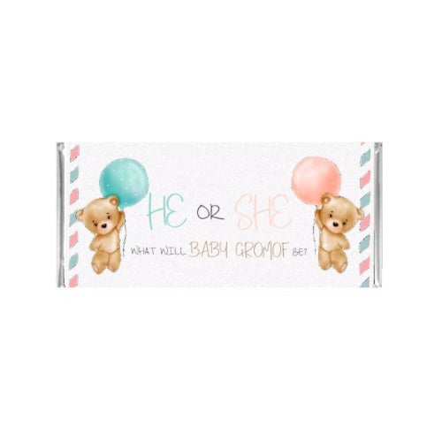 Gender Reveal Teddies Chocolate Bar - Mini Muse co.